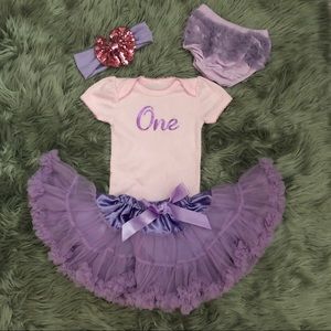EUC!!! Pink & Purple 1st Birthday Outfit
